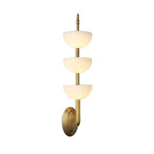 Gold Brass Matte Wall Sconce with Warm White Semi-Sphere Shades