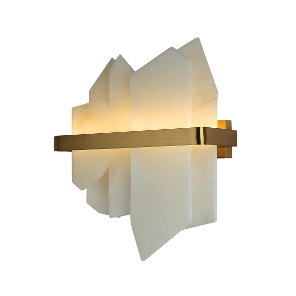 L25320-B Gold Metal Bar Decor White Stacked Glass Wall Sconce (Warm White Glow)