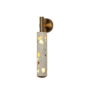 Gold-Tone Terrazzo Cylinder Wall Sconce