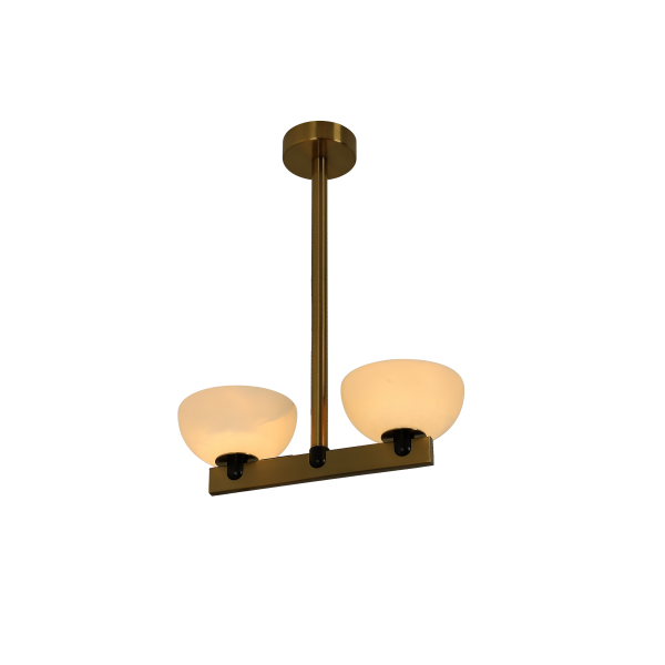 L25927-2 Gold Metal Frame Marble-Texture Round Flush Mount Ceiling Light