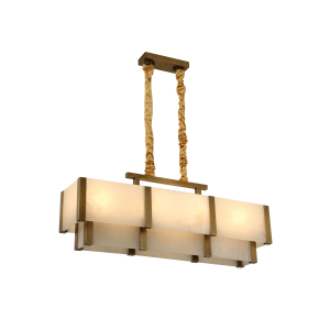 Gold-Tone Rectangular Wall Sconce with Hanging Chain Light