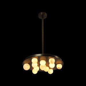 Disc Scattered Alabaster Ball Rod Pendant Light-12