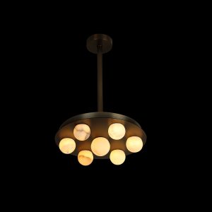 7-Ball Alabaster Disc Rod Pendant Light