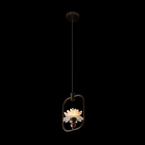 Vintage Bronze Ring Crystal Cluster Pendant Light