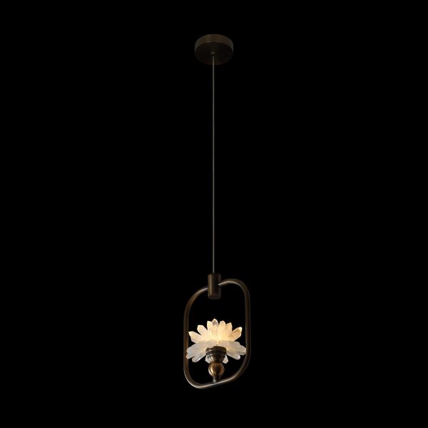 L26002-1F Vintage Bronze Ring Crystal Cluster Pendant Light