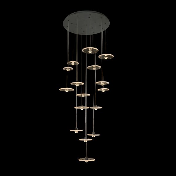 L26007-16 Modern Minimalist 16-Light Glass Chandelier