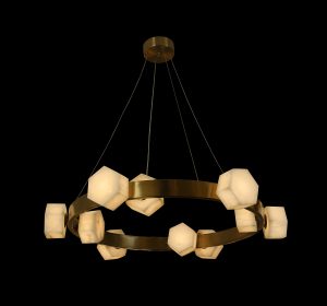 Modern Luxury 10-Light Circular Alabaster Chandelier
