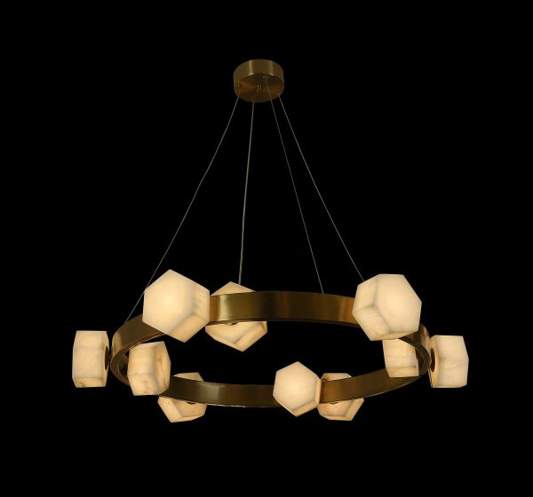 Modern Luxury 10-Light Circular Alabaster Chandelier