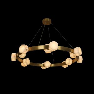 Modern Luxury Geometric Alabaster Linear Chandelier-14
