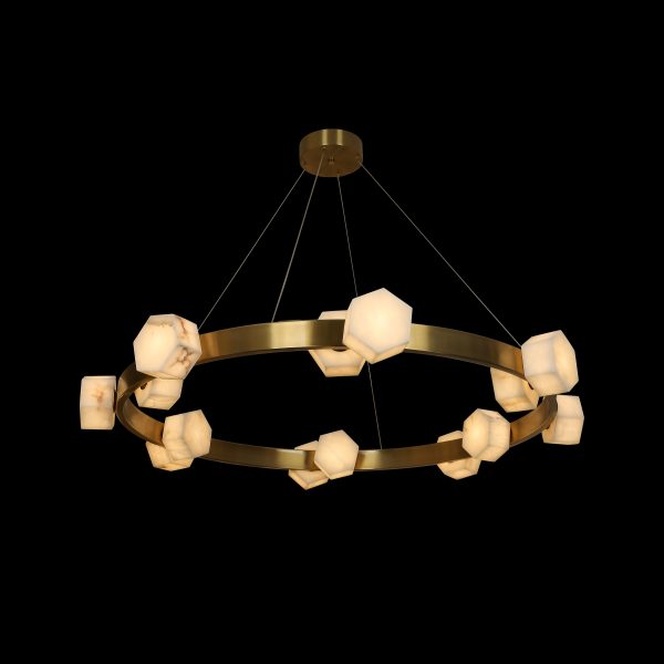 L26038-14 Modern Luxury Geometric Alabaster Linear Chandelier-14