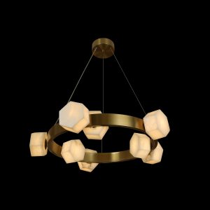 Modern Luxury 8-Light Circular Alabaster Chandelier