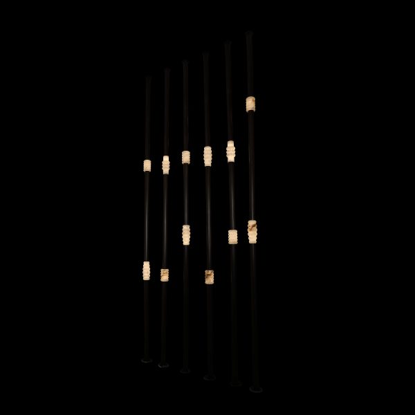 L26316 6 Vertical Staggered Spiral Alabaster Floor Lamp