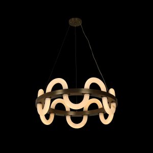 Triple Wave U-Shape Alabaster Linear Pendant Light-12