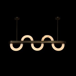Triple Wave U-Shape Alabaster Linear Pendant Light-5