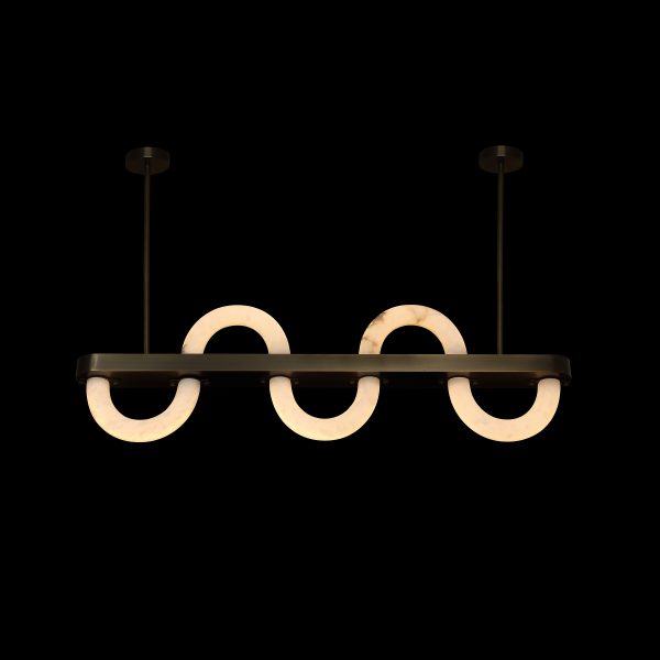 L26502-5 Triple Wave U-Shape Alabaster Linear Pendant Light-5