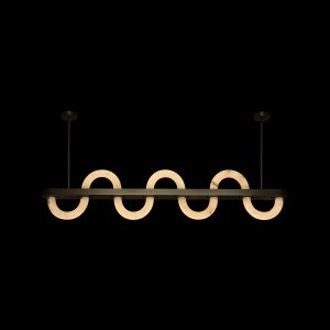 Four-Wave U-Shape Alabaster Linear Pendant Light-7