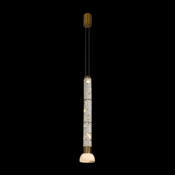 L26503-1100 Vertical Terrazzo Crushed Stone Alabaster Mini Pendant Light