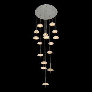 Saucer Alabaster Multi-Tier Stairwell Chandelier-16