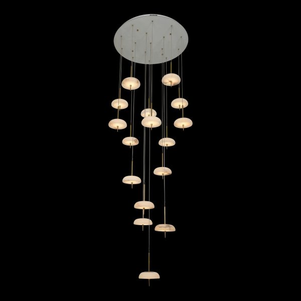 L26507-16 Saucer Alabaster Multi-Tier Stairwell Chandelier-16