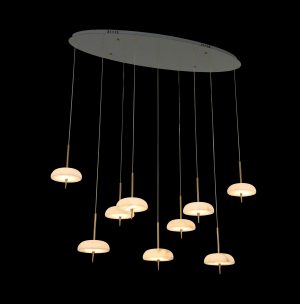 Saucer Alabaster Multi-Tier Stairwell Chandelier-9