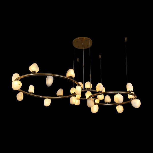 L26508 Triple Interlaced Pebble Alabaster Chandelier